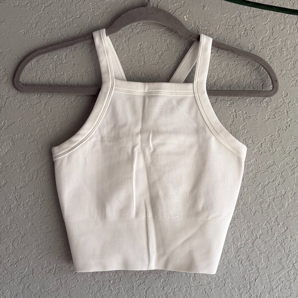 Athleta White Ribbed Crop Top